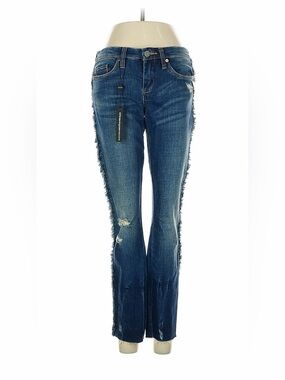 BLANKNYC "Frays For Days" Skinny Jeans Medium Wash Frayed Side Seams Distressed